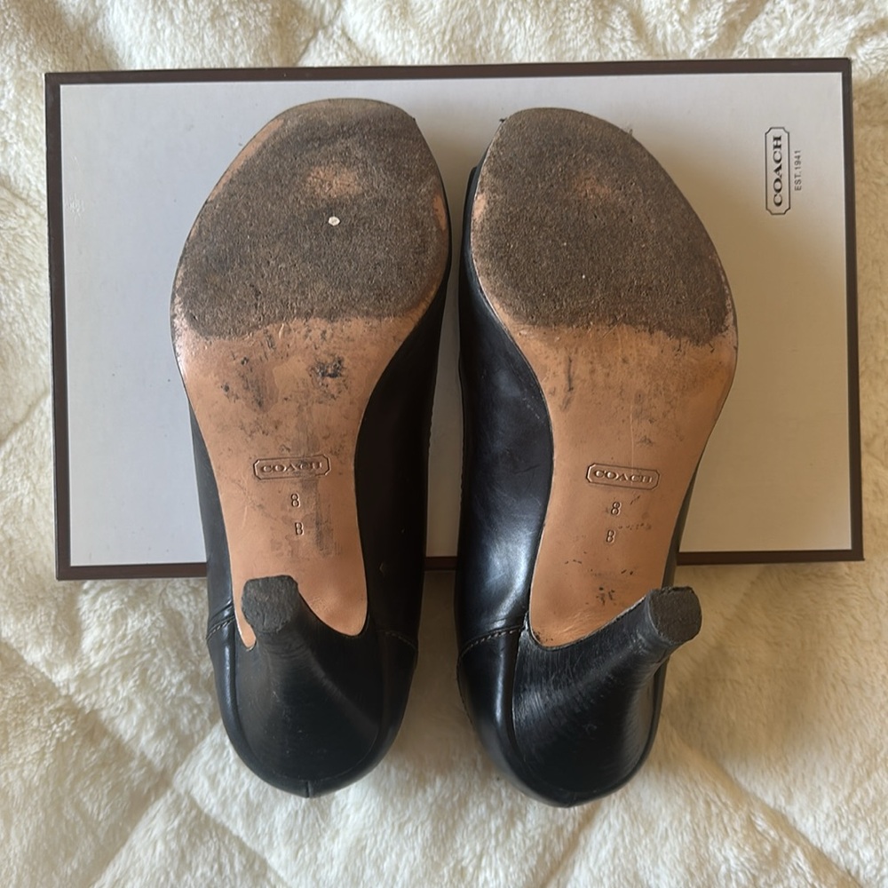 Coach Brigitte Black Leather Heels - Picture 4 of 6